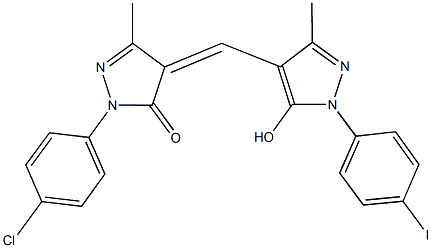 2-(4-chlorophenyl)-4-{[5-hydroxy-1-(4-iodophenyl)-3-methyl-1H-pyrazol-4-yl]methylene}-5-methyl-2,4-dihydro-3H-pyrazol-3-one 结构式