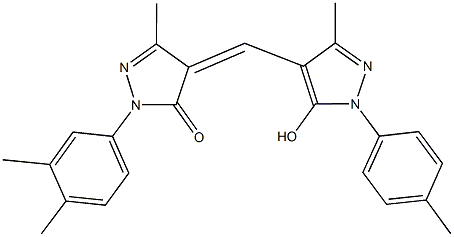 2-(3,4-dimethylphenyl)-4-{[5-hydroxy-3-methyl-1-(4-methylphenyl)-1H-pyrazol-4-yl]methylene}-5-methyl-2,4-dihydro-3H-pyrazol-3-one 结构式