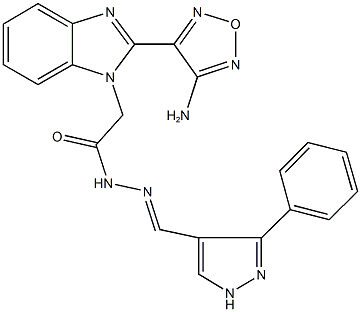 2-[2-(4-amino-1,2,5-oxadiazol-3-yl)-1H-benzimidazol-1-yl]-N'-[(3-phenyl-1H-pyrazol-4-yl)methylene]acetohydrazide 结构式