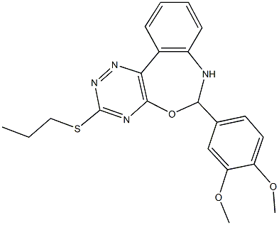 6-(3,4-dimethoxyphenyl)-3-(propylsulfanyl)-6,7-dihydro[1,2,4]triazino[5,6-d][3,1]benzoxazepine 结构式