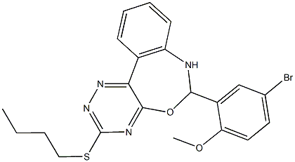 4-bromo-2-[3-(butylsulfanyl)-6,7-dihydro[1,2,4]triazino[5,6-d][3,1]benzoxazepin-6-yl]phenyl methyl ether 结构式