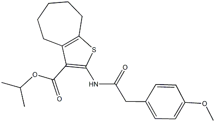 isopropyl 2-{[(4-methoxyphenyl)acetyl]amino}-5,6,7,8-tetrahydro-4H-cyclohepta[b]thiophene-3-carboxylate 结构式