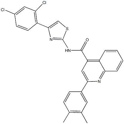 N-[4-(2,4-dichlorophenyl)-1,3-thiazol-2-yl]-2-(3,4-dimethylphenyl)-4-quinolinecarboxamide 结构式