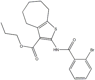 propyl 2-[(2-bromobenzoyl)amino]-5,6,7,8-tetrahydro-4H-cyclohepta[b]thiophene-3-carboxylate 结构式