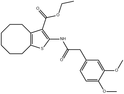 ethyl 2-{[(3,4-dimethoxyphenyl)acetyl]amino}-4,5,6,7,8,9-hexahydrocycloocta[b]thiophene-3-carboxylate 结构式