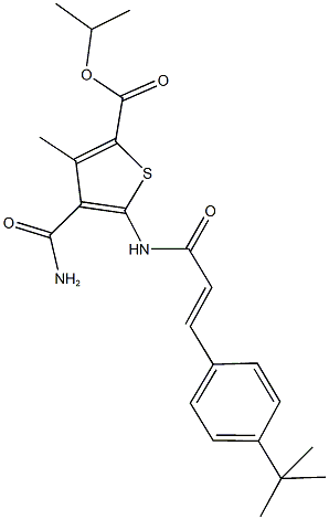 isopropyl 4-(aminocarbonyl)-5-{[3-(4-tert-butylphenyl)acryloyl]amino}-3-methyl-2-thiophenecarboxylate 结构式