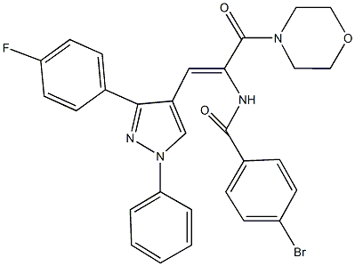 4-bromo-N-[2-[3-(4-fluorophenyl)-1-phenyl-1H-pyrazol-4-yl]-1-(4-morpholinylcarbonyl)vinyl]benzamide 结构式