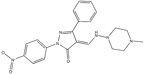 2-{4-nitrophenyl}-4-{[(4-methyl-1-piperazinyl)amino]methylene}-5-phenyl-2,4-dihydro-3H-pyrazol-3-one 结构式