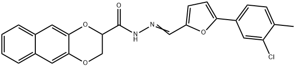 N'-{[5-(3-chloro-4-methylphenyl)-2-furyl]methylene}-2,3-dihydronaphtho[2,3-b][1,4]dioxine-2-carbohydrazide 结构式