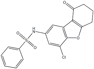 N-(4-chloro-9-oxo-6,7,8,9-tetrahydrodibenzo[b,d]furan-2-yl)benzenesulfonamide 结构式