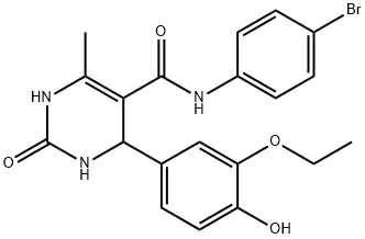 N-(4-bromophenyl)-4-(3-ethoxy-4-hydroxyphenyl)-6-methyl-2-oxo-1,2,3,4-tetrahydropyrimidine-5-carboxamide 结构式