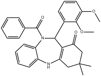 10-benzoyl-11-(2,3-dimethoxyphenyl)-3,3-dimethyl-2,3,4,5,10,11-hexahydro-1H-dibenzo[b,e][1,4]diazepin-1-one 结构式