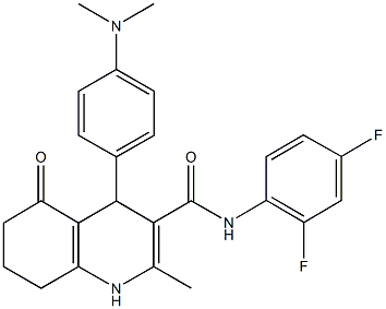 N-(2,4-difluorophenyl)-4-[4-(dimethylamino)phenyl]-2-methyl-5-oxo-1,4,5,6,7,8-hexahydro-3-quinolinecarboxamide 结构式