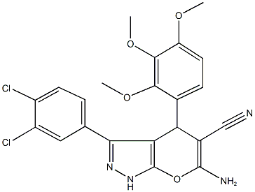 6-amino-3-(3,4-dichlorophenyl)-4-(2,3,4-trimethoxyphenyl)-1,4-dihydropyrano[2,3-c]pyrazole-5-carbonitrile 结构式