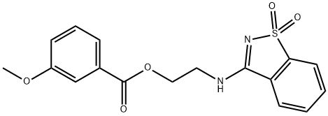 2-[(1,1-dioxido-1,2-benzisothiazol-3-yl)amino]ethyl 3-methoxybenzoate 结构式