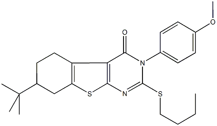 7-tert-butyl-2-(butylsulfanyl)-3-(4-methoxyphenyl)-5,6,7,8-tetrahydro[1]benzothieno[2,3-d]pyrimidin-4(3H)-one 结构式