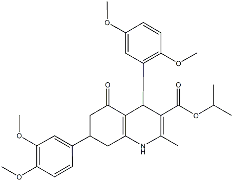 isopropyl 4-(2,5-dimethoxyphenyl)-7-(3,4-dimethoxyphenyl)-2-methyl-5-oxo-1,4,5,6,7,8-hexahydro-3-quinolinecarboxylate 结构式