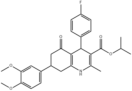 isopropyl 7-(3,4-dimethoxyphenyl)-4-(4-fluorophenyl)-2-methyl-5-oxo-1,4,5,6,7,8-hexahydro-3-quinolinecarboxylate 结构式