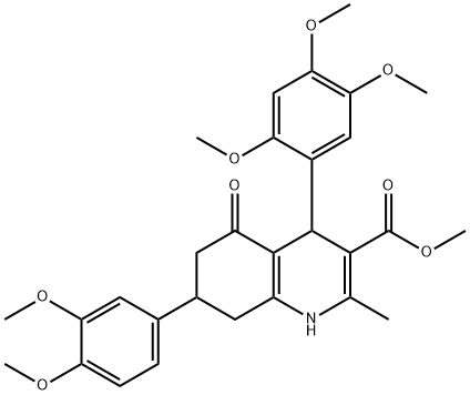 methyl 7-(3,4-dimethoxyphenyl)-2-methyl-5-oxo-4-(2,4,5-trimethoxyphenyl)-1,4,5,6,7,8-hexahydro-3-quinolinecarboxylate 结构式