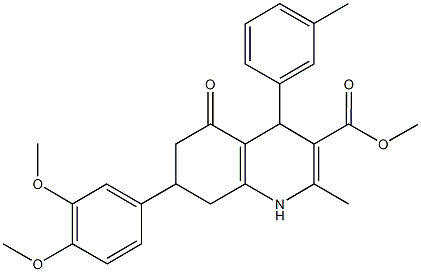 methyl 7-(3,4-dimethoxyphenyl)-2-methyl-4-(3-methylphenyl)-5-oxo-1,4,5,6,7,8-hexahydro-3-quinolinecarboxylate 结构式