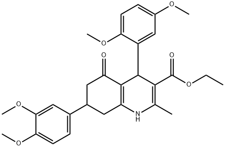 ethyl 4-(2,5-dimethoxyphenyl)-7-(3,4-dimethoxyphenyl)-2-methyl-5-oxo-1,4,5,6,7,8-hexahydro-3-quinolinecarboxylate 结构式