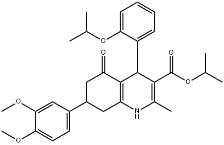 isopropyl 7-(3,4-dimethoxyphenyl)-4-(2-isopropoxyphenyl)-2-methyl-5-oxo-1,4,5,6,7,8-hexahydro-3-quinolinecarboxylate 结构式