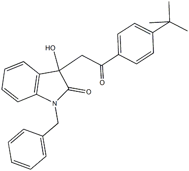 1-benzyl-3-[2-(4-tert-butylphenyl)-2-oxoethyl]-3-hydroxy-1,3-dihydro-2H-indol-2-one 结构式