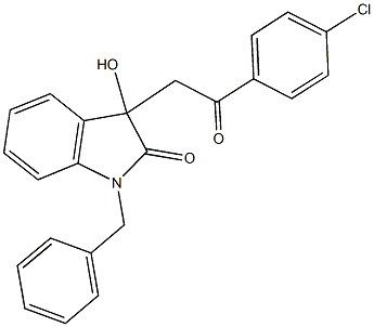 1-benzyl-3-[2-(4-chlorophenyl)-2-oxoethyl]-3-hydroxy-1,3-dihydro-2H-indol-2-one 结构式