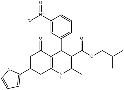 isobutyl 4-{3-nitrophenyl}-2-methyl-5-oxo-7-(2-thienyl)-1,4,5,6,7,8-hexahydro-3-quinolinecarboxylate 结构式