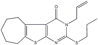 3-allyl-2-(propylsulfanyl)-3,5,6,7,8,9-hexahydro-4H-cyclohepta[4,5]thieno[2,3-d]pyrimidin-4-one 结构式