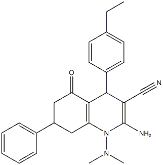 2-amino-1-(dimethylamino)-4-(4-ethylphenyl)-5-oxo-7-phenyl-1,4,5,6,7,8-hexahydro-3-quinolinecarbonitrile 结构式