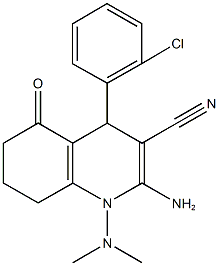 2-amino-4-(2-chlorophenyl)-1-(dimethylamino)-5-oxo-1,4,5,6,7,8-hexahydro-3-quinolinecarbonitrile 结构式