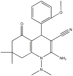 2-amino-1-(dimethylamino)-4-(2-methoxyphenyl)-7,7-dimethyl-5-oxo-1,4,5,6,7,8-hexahydro-3-quinolinecarbonitrile 结构式