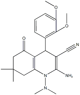 2-amino-4-(2,3-dimethoxyphenyl)-1-(dimethylamino)-7,7-dimethyl-5-oxo-1,4,5,6,7,8-hexahydro-3-quinolinecarbonitrile 结构式