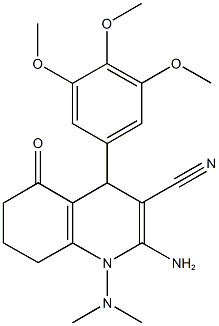 2-amino-1-(dimethylamino)-5-oxo-4-(3,4,5-trimethoxyphenyl)-1,4,5,6,7,8-hexahydro-3-quinolinecarbonitrile 结构式