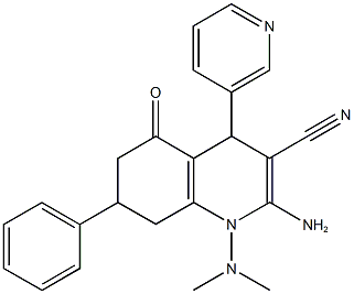 2-amino-1-(dimethylamino)-5-oxo-7-phenyl-4-(3-pyridinyl)-1,4,5,6,7,8-hexahydro-3-quinolinecarbonitrile 结构式