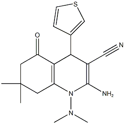 2-amino-1-(dimethylamino)-7,7-dimethyl-5-oxo-4-(3-thienyl)-1,4,5,6,7,8-hexahydro-3-quinolinecarbonitrile 结构式