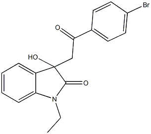 3-[2-(4-bromophenyl)-2-oxoethyl]-1-ethyl-3-hydroxy-1,3-dihydro-2H-indol-2-one 结构式