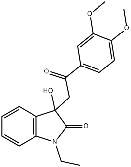 3-[2-(3,4-dimethoxyphenyl)-2-oxoethyl]-1-ethyl-3-hydroxy-1,3-dihydro-2H-indol-2-one 结构式