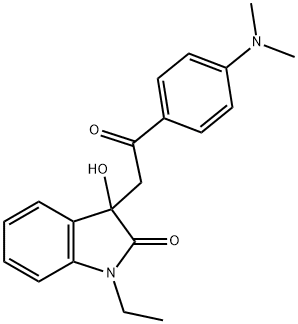 3-{2-[4-(dimethylamino)phenyl]-2-oxoethyl}-1-ethyl-3-hydroxy-1,3-dihydro-2H-indol-2-one 结构式