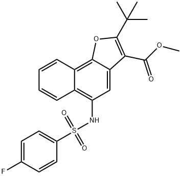 methyl 2-tert-butyl-5-{[(4-fluorophenyl)sulfonyl]amino}naphtho[1,2-b]furan-3-carboxylate 结构式