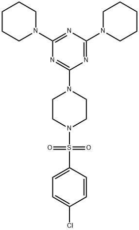 2-{4-[(4-chlorophenyl)sulfonyl]-1-piperazinyl}-4,6-di(1-piperidinyl)-1,3,5-triazine 结构式