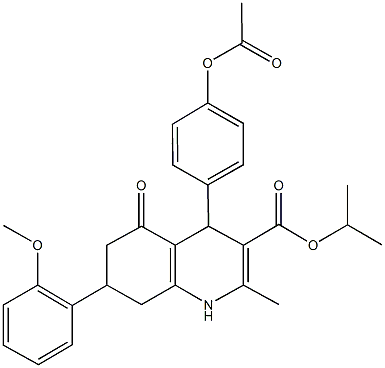 isopropyl 4-[4-(acetyloxy)phenyl]-7-(2-methoxyphenyl)-2-methyl-5-oxo-1,4,5,6,7,8-hexahydro-3-quinolinecarboxylate 结构式