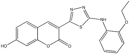 3-[5-(2-ethoxyanilino)-1,3,4-thiadiazol-2-yl]-7-hydroxy-2H-chromen-2-one 结构式