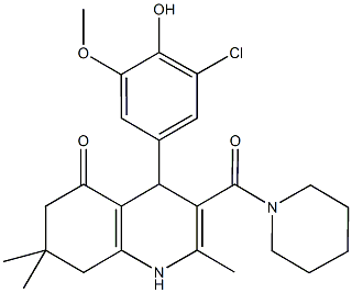 4-(3-chloro-4-hydroxy-5-methoxyphenyl)-2,7,7-trimethyl-3-(1-piperidinylcarbonyl)-4,6,7,8-tetrahydro-5(1H)-quinolinone 结构式