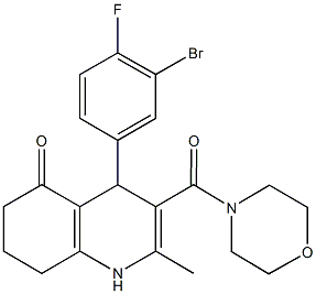 4-(3-bromo-4-fluorophenyl)-2-methyl-3-(4-morpholinylcarbonyl)-4,6,7,8-tetrahydro-5(1H)-quinolinone 结构式