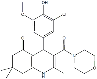 4-(3-chloro-4-hydroxy-5-methoxyphenyl)-2,7,7-trimethyl-3-(4-morpholinylcarbonyl)-4,6,7,8-tetrahydro-5(1H)-quinolinone 结构式