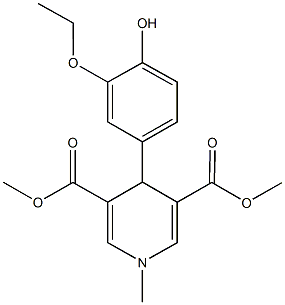 dimethyl 4-(3-ethoxy-4-hydroxyphenyl)-1-methyl-1,4-dihydro-3,5-pyridinedicarboxylate 结构式