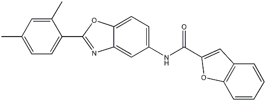 N-[2-(2,4-dimethylphenyl)-1,3-benzoxazol-5-yl]-1-benzofuran-2-carboxamide 结构式
