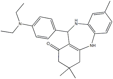 11-[4-(diethylamino)phenyl]-3,3,8-trimethyl-2,3,4,5,10,11-hexahydro-1H-dibenzo[b,e][1,4]diazepin-1-one 结构式